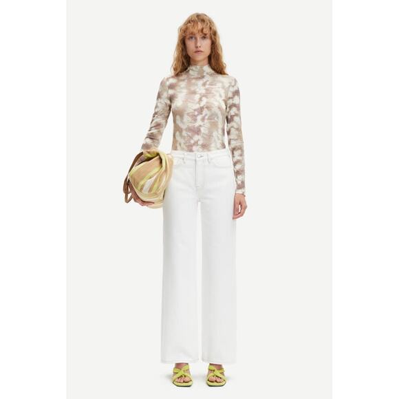 Samsøe Samsøe Riley Wide Leg Jeans Stretch Denim in White Size 26 NWT